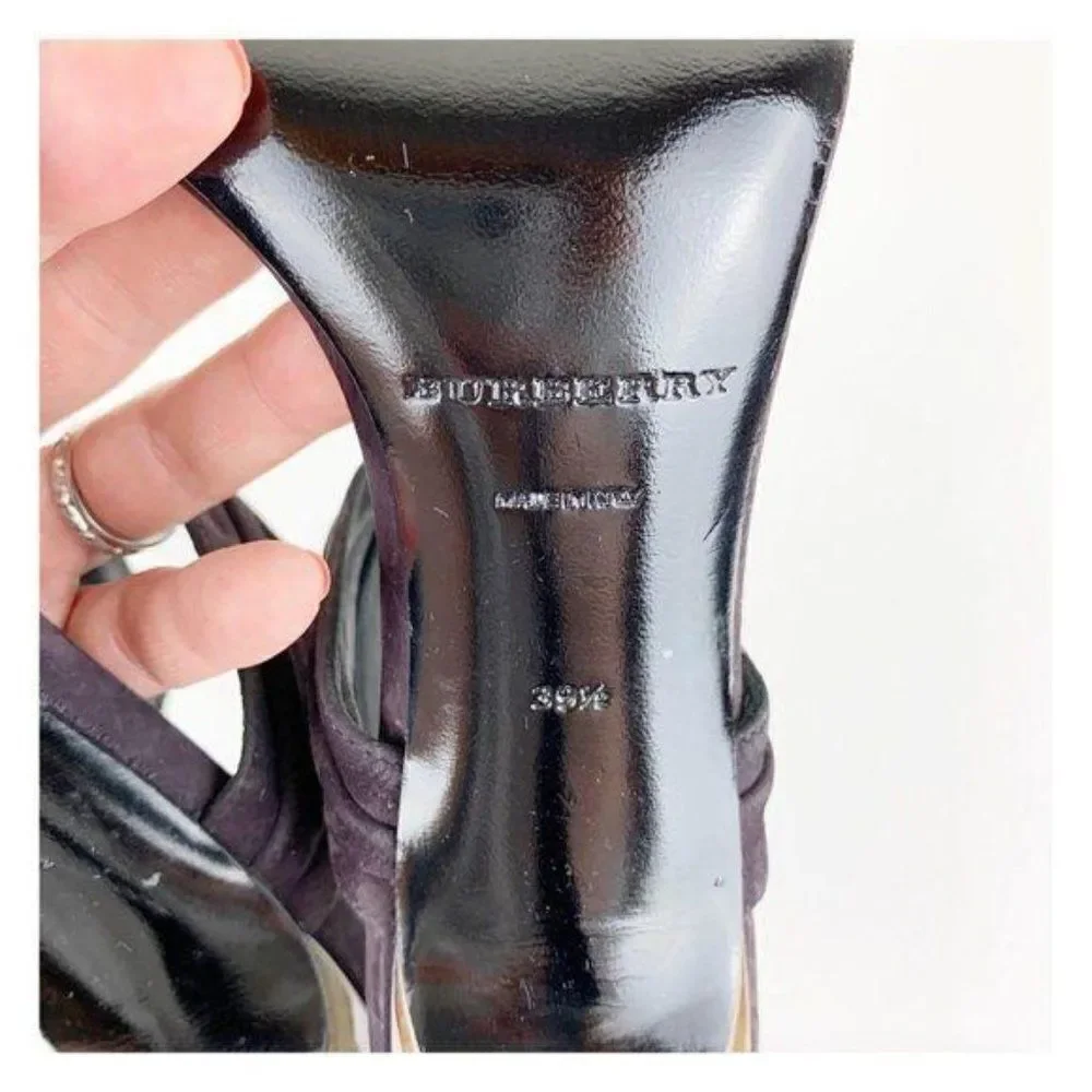Burberry Marham Purple Suede Trench Ankle Wrap Ombré Heel‎ Buckle Sandal 9